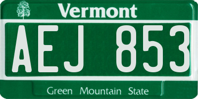 VT license plate AEJ853