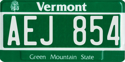 VT license plate AEJ854