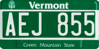 VT license plate AEJ855