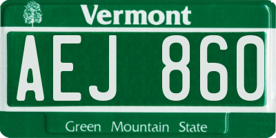 VT license plate AEJ860