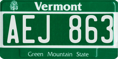 VT license plate AEJ863