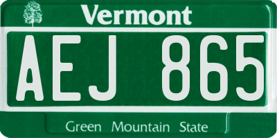 VT license plate AEJ865