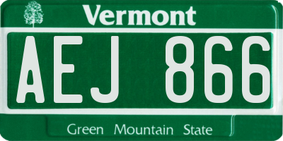 VT license plate AEJ866