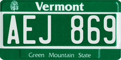 VT license plate AEJ869