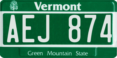 VT license plate AEJ874