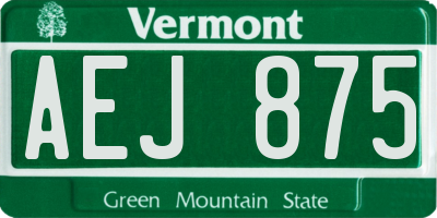 VT license plate AEJ875
