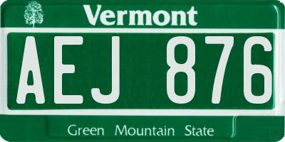 VT license plate AEJ876