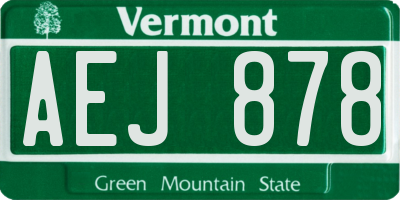 VT license plate AEJ878