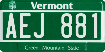 VT license plate AEJ881