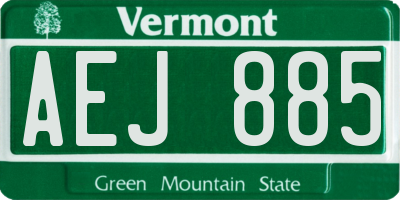 VT license plate AEJ885