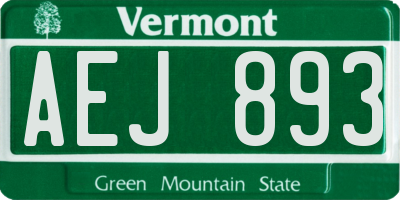 VT license plate AEJ893