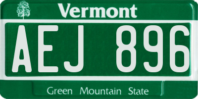 VT license plate AEJ896