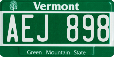 VT license plate AEJ898