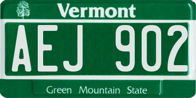 VT license plate AEJ902