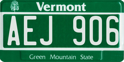 VT license plate AEJ906