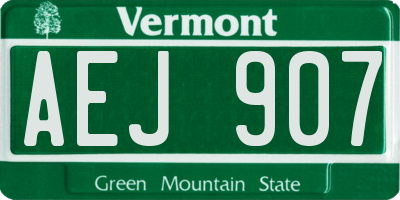 VT license plate AEJ907