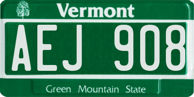 VT license plate AEJ908