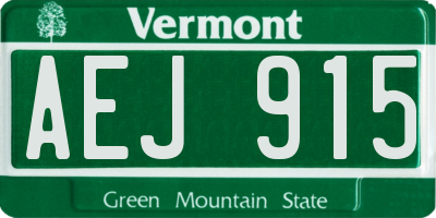 VT license plate AEJ915