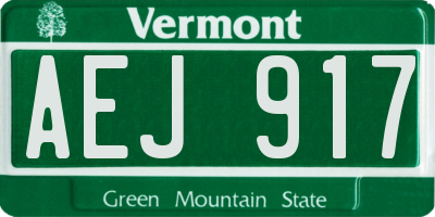 VT license plate AEJ917