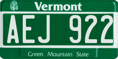 VT license plate AEJ922