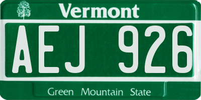 VT license plate AEJ926