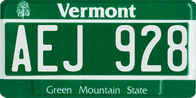 VT license plate AEJ928