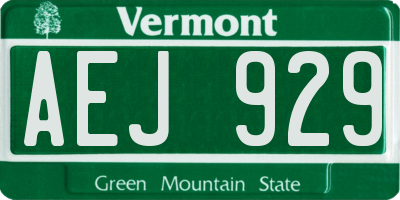 VT license plate AEJ929