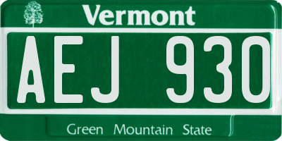 VT license plate AEJ930