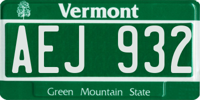 VT license plate AEJ932