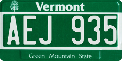 VT license plate AEJ935