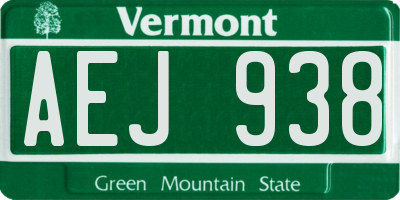 VT license plate AEJ938