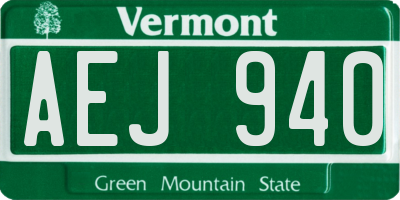 VT license plate AEJ940