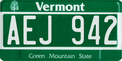 VT license plate AEJ942
