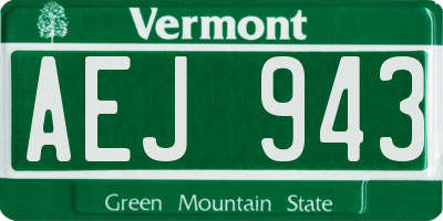 VT license plate AEJ943