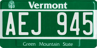 VT license plate AEJ945