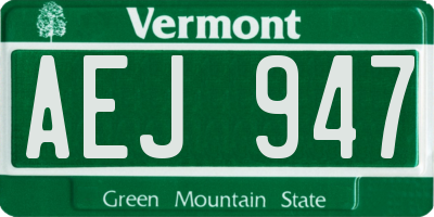 VT license plate AEJ947