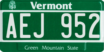 VT license plate AEJ952