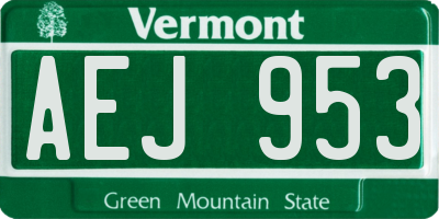 VT license plate AEJ953