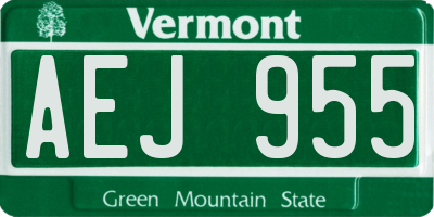 VT license plate AEJ955