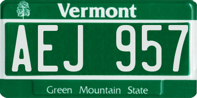 VT license plate AEJ957
