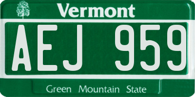 VT license plate AEJ959