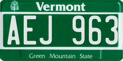 VT license plate AEJ963