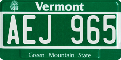 VT license plate AEJ965