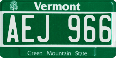 VT license plate AEJ966