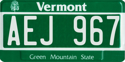 VT license plate AEJ967