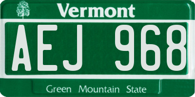 VT license plate AEJ968