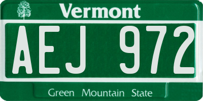 VT license plate AEJ972