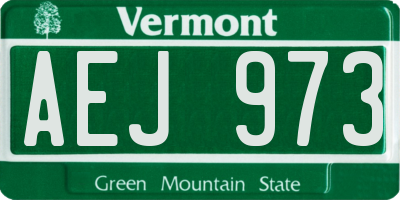 VT license plate AEJ973