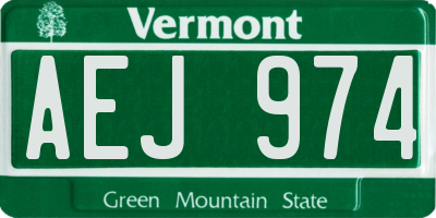 VT license plate AEJ974