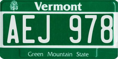 VT license plate AEJ978